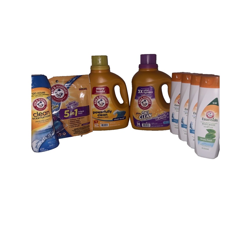 Arm & Hammer 8pc Lot Laundry Detergent Body Wash Scent Booster OxiClean